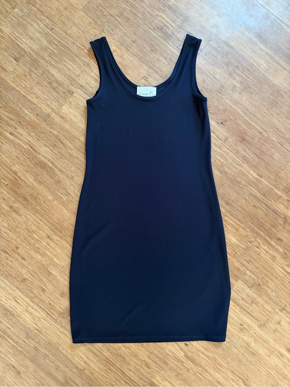 Compli K Navy Blue Tank Sheath Dress Sleeveless Stretch Made in Canada Sz S